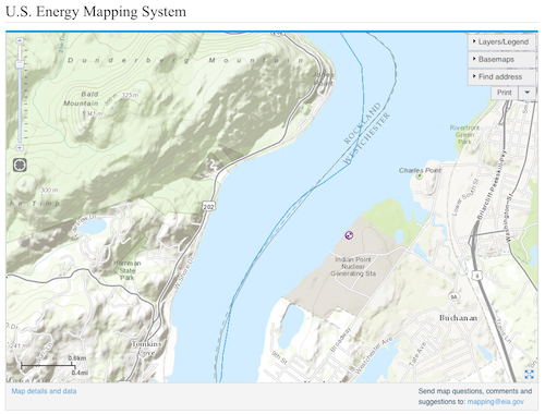 the u s energy mapping system shows the location of new york s indian point energy center nuclear power plant in relation to the hudson river and the the u s energy mapping system shows the location of new york s indian point energy center nuclear power plant in relation to the hudson river and the
