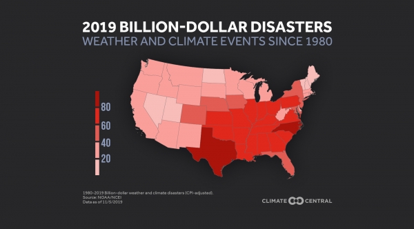 2019 Billion Dollar Disasters: Weather and Climate Impacts by State Map