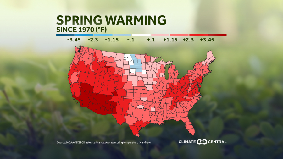 National: Spring Climate Division Temperature Map (2020)