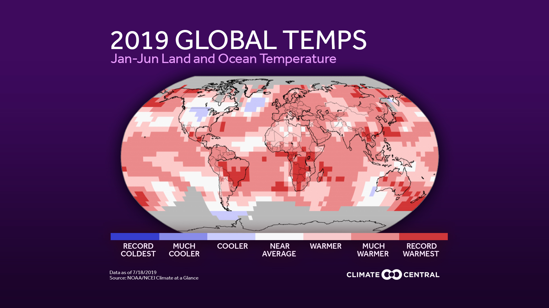 2019 Global Temperature Anomalies Through June